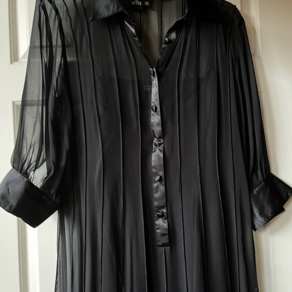 Adrianna Papell Black Sheer dress w/ matching slip.